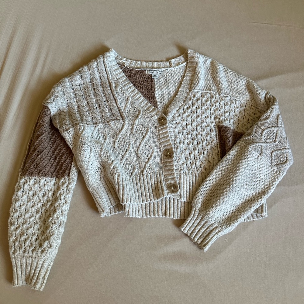 American Eagle Patchwork Cardigan Sweater in Size Small